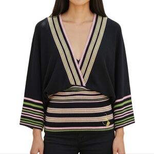 Vintage Y2K Baby Phat Knit Top Striped Banded Waist Batwing Sleeve 1X Barbiecore